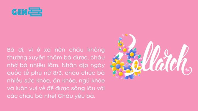 Lời chúc mùng 8 tháng 3 cho bà