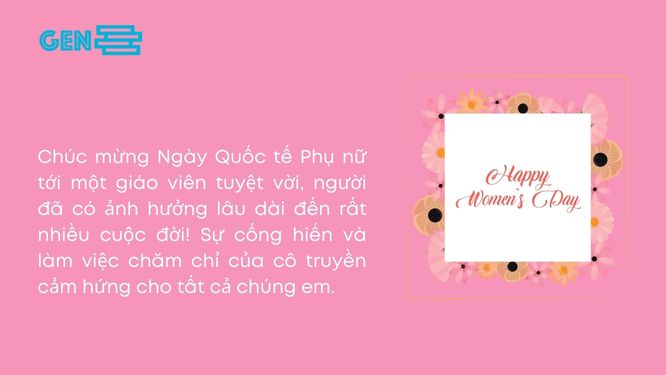 Lời chúc mùng 8 tháng 3 cho cô giáo