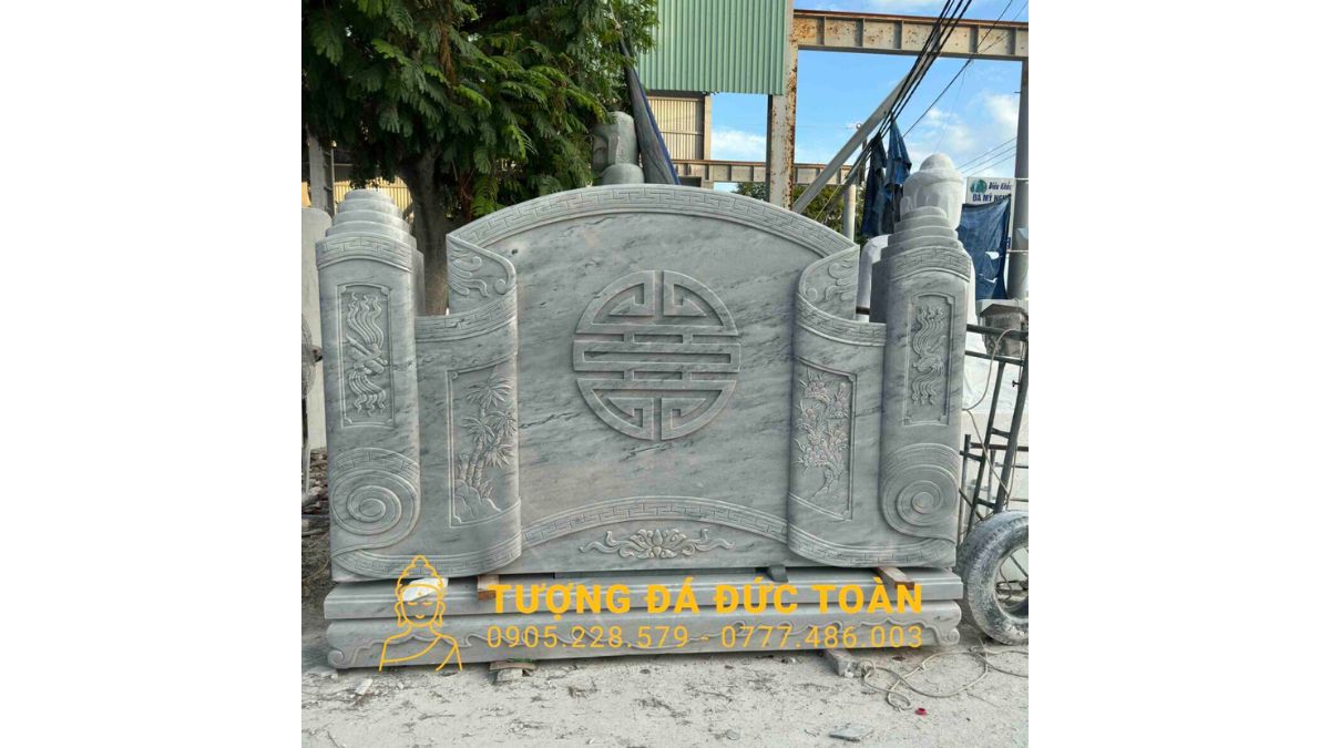 Cuốn Thư Đá Xám Nguyên Khối Non Nước